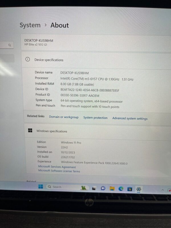 Refurbished -HP Elite X2 2in1 Touchscreen Detachable Keyboard Intel core M5 Processor 8GB RAM 256GB SSD Windows 11 OS - Image 4