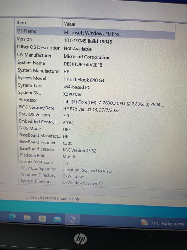 Refurbished -HP Elitebook 840 G4 14 inch ultrabook intel core i7-7th Gen 16GB RAM 256GB SSD Windows 10 OS - Image 3