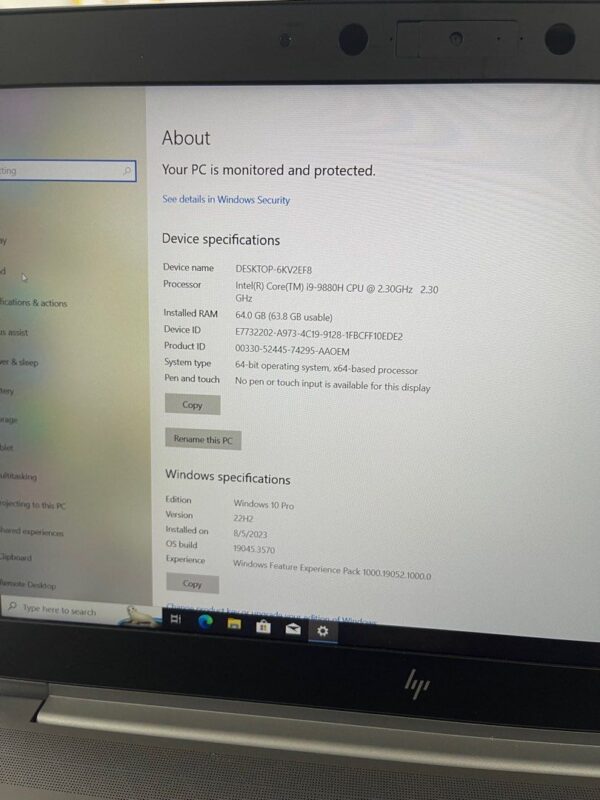 Refurbished -HP Zbook 15 G6 Mobile workstations Intel core i9-9th Gen 64GB RAM 1TB SSD 4Gb Nvidia graphics - Image 3