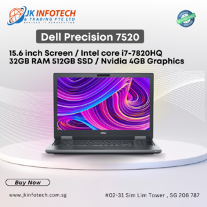 Refurbished -Dell Precision 7520 Mobile workstation 15.6 inch intel i7-7820HQ 32GB RAM 512GB SSD 4GB Nvidia Graphics Windows 10 Pro