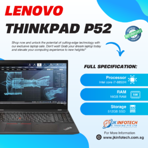 Refurbished -Lenovo ThinkPad P52 workstation 15.6 inch Intel core i7-8850H 16GB RAM 512GB SSD 4GB Nvidia Graphics Windows 10 Pro